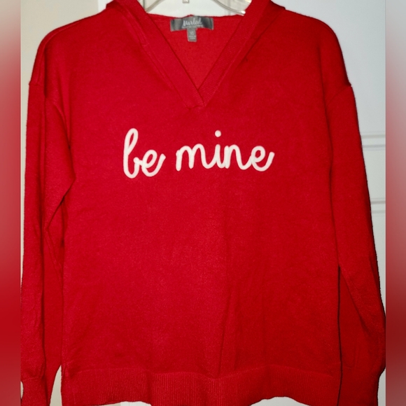 Like New Marled Be Mine Red Hoodie Sweater XS Valentine's Day - Picture 8 of 13